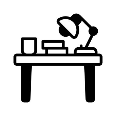 Çalışma masasını lambayla gösteren iyi hazırlanmış taslak biçim simgesi