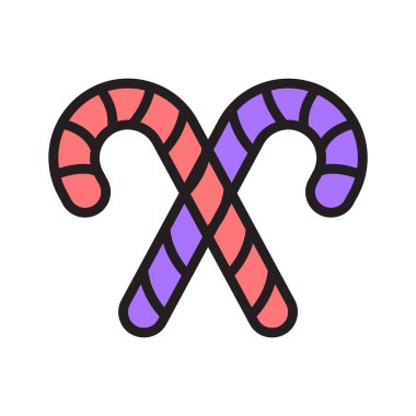 Noel şeker kamışlarının çizgi simgesini kullanmak kolay