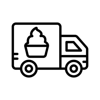 Tatlı dağıtım kamyonunun bu modern çizgi ikonuna bir bakın.