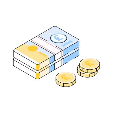 Pound banknotları simgesi izometrik dış hat biçiminde dizayn edildi