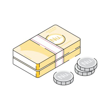 Ngultrum para biriminin izometrik simgesini kullanmaya hazır indir