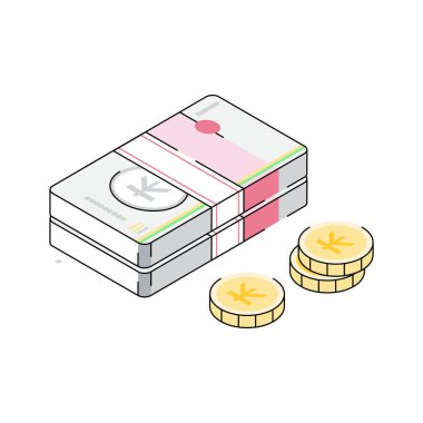 Lao Kip banknotlarını gösteren son izometrik ana hat simgesi