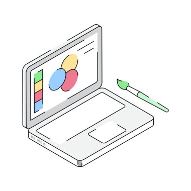 Dijital sanatı gösteren izometrik simgeyi düzenlemek kolay