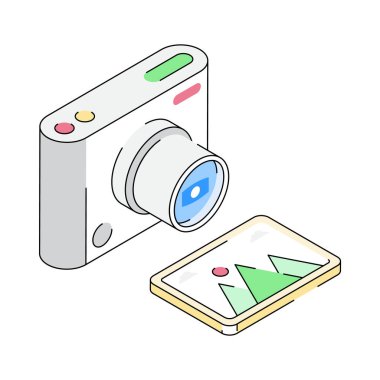 Fotoğraf sanatının izometrik simgesini kullanmaya hazır