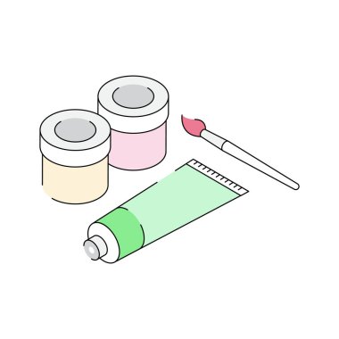 Boyama araçları simgesi izometrik tarzda yaratıcı olarak tasarlandı