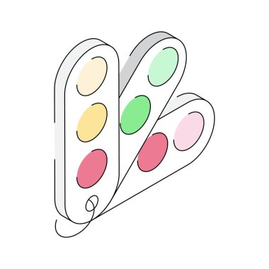 Örneklerin gösterildiği izometrik simge görsel olarak bağlanıyor