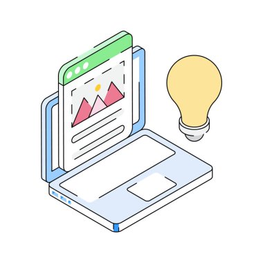 Tasarım fikrini gösteren modern izometrik simgeye bakın