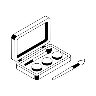 İzometrik tarzda dizayn edilmiş suluboya setinin düzenlenebilir bir simgesi