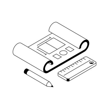 Premium izometrik dış hat simgesi prototipi, düzenlenmesi kolay