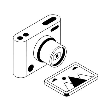 Fotoğraf sanatının izometrik simgesini kullanmaya hazır