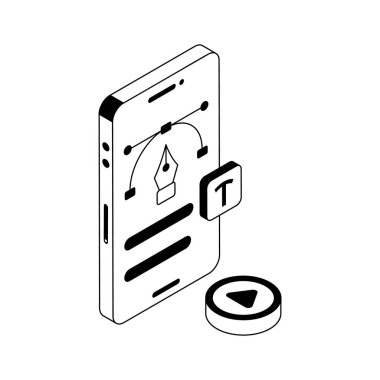 Kalem aracının modern izometrik simgesini indir