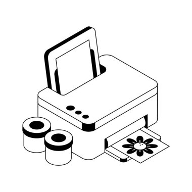 İzometrik tarzda tasarlanan yazıcı teknolojisinin son simgesi