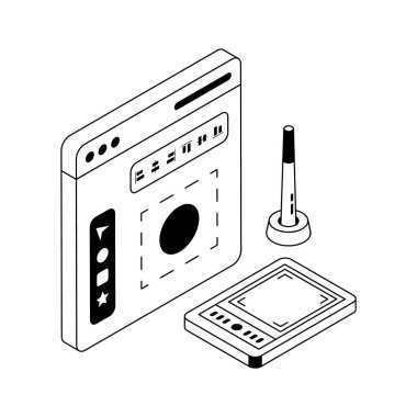 İzometrik tarzda dizayn edilmiş Web tasarım simgesi