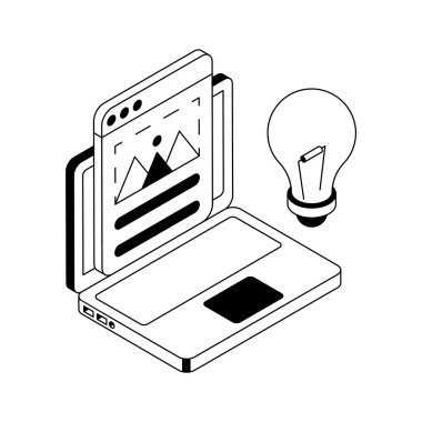 Tasarım fikrini gösteren modern izometrik simgeye bakın