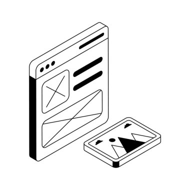 Ağ kablosuz çerçevesinin iyi tasarlanmış izometrik dış hat simgesi