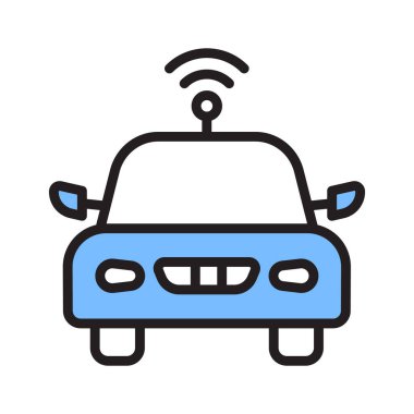 Sinyalli akıllı araba tasvir eden kişiselleştirilebilir bir taslak biçim simgesi