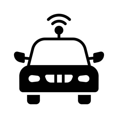 Sinyalli akıllı araba tasvir eden kişiselleştirilebilir bir kabartma biçimi simgesi