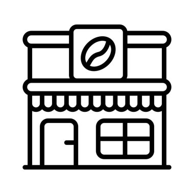 Kafe binasının modern çizgi tarzı ikonuna bakın.