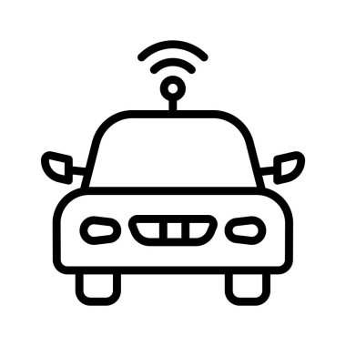 Sinyalli akıllı araba tasvir eden kişiselleştirilebilir bir taslak biçim simgesi