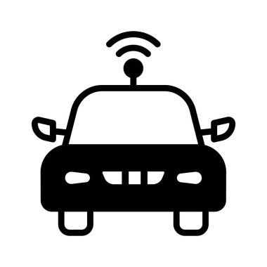Sinyalli akıllı araba tasvir eden kişiselleştirilebilir bir kabartma biçimi simgesi