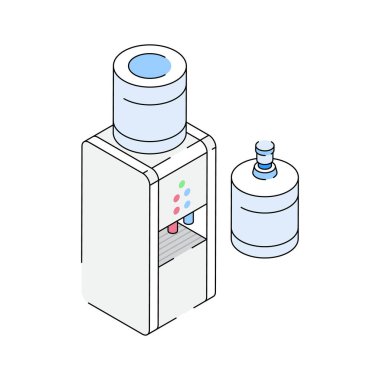 Su dağıtıcısını gösteren kullanışlı bir izometrik simge