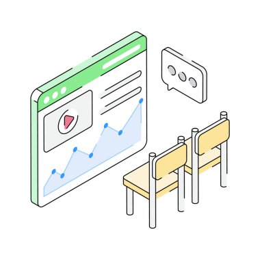 Bu modern izometrik iş semineri ikonuna bir göz atın.