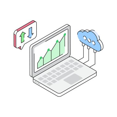 Bulut hesaplama kavramını gösteren şu izometrik simgeye bir bakın.