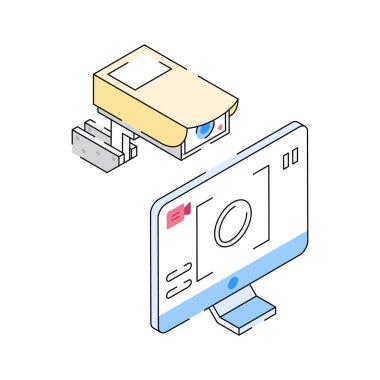 Bu, CCTV izleme sisteminin inanılmaz bir izometrik simgesi.