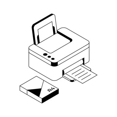 Yazıcıyı gösteren premium izometrik simge indir