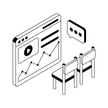 Bu modern izometrik iş semineri ikonuna bir göz atın.