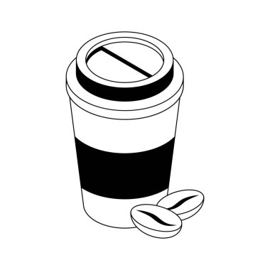 Hazır kahve fincanını gösteren izometrik simge görüntüleniyor