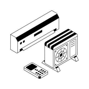 Ellerini AC soğutma sisteminin izometrik simgesine koy.