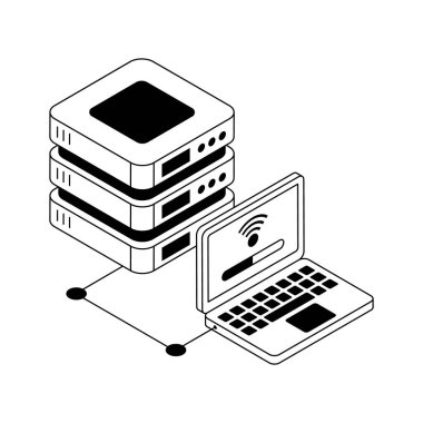 İnternet sunuculuğunu gösteren bu premium izometrik simgeye bir göz atın