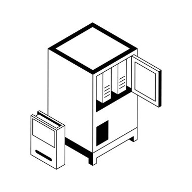 Ofis dolabını gösteren iyi hazırlanmış izometrik simge