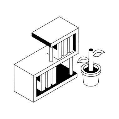 Ofis dosya raflarını gösteren izometrik dış hat simgesi kullanmaya hazır