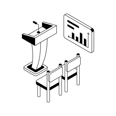 Şu modern izometrik iş semineri kurulumuna bir bakın.