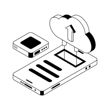 Bulut gönderme simgesi izometrik biçimde yaratıcı bir şekilde tasarlandı