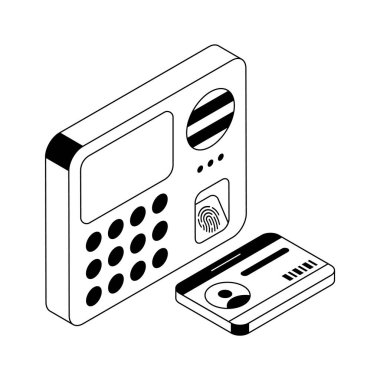 Biyometrik makine tasvir eden iyi hazırlanmış bir izometrik simge