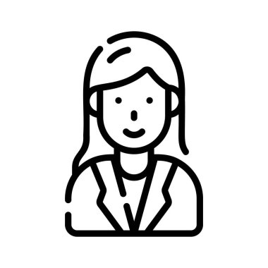 Kadın avukat profilini tasvir eden kullanışlı bir taslak simgesi