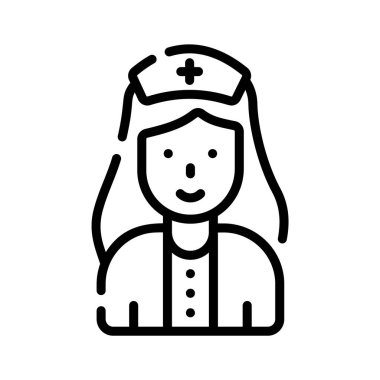 Hemşire portresini gösteren yaratıcı bir çizgi biçimi simgesi