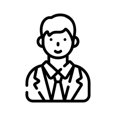 Ofis yöneticisi profilini tasvir eden moda çizgi simgemize bakın