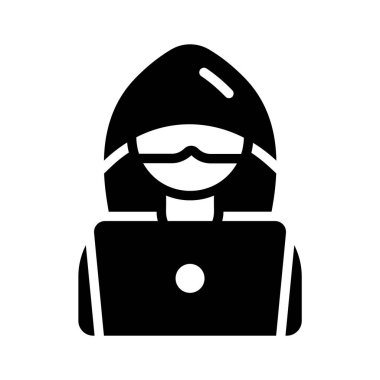 Bilgisayarlı hacker 'ın premium glyph simgesine bakın