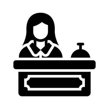 Resepsiyonistin masa başı resim simgesini kullanmaya hazır