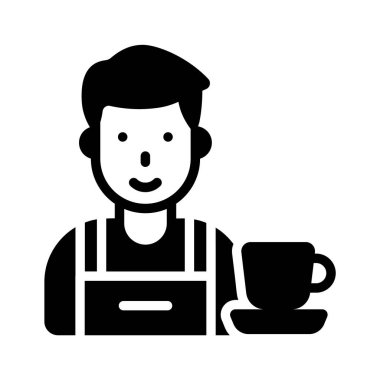 Kahve bardağıyla baristanın modaya uygun bir simgesi.