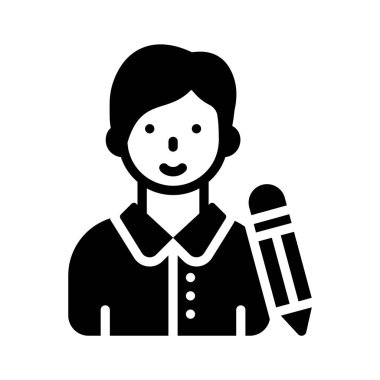 Yazar karakterini tasvir eden kabartma biçimi simgesini kullanmak kolay