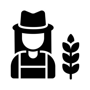 Kadın çiftçi avatarını gösteren modern kabartma biçimi simgesi