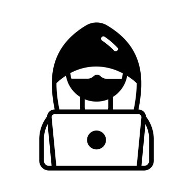 Bilgisayarlı hacker 'ın premium glyph simgesine bakın