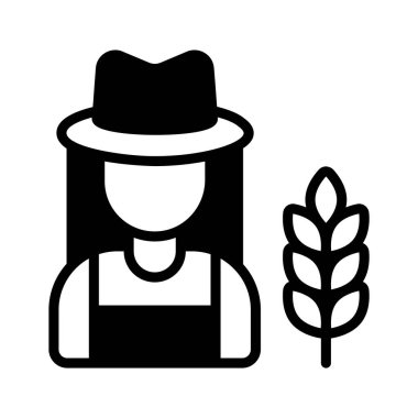 Kadın çiftçi avatarını gösteren modern kabartma biçimi simgesi