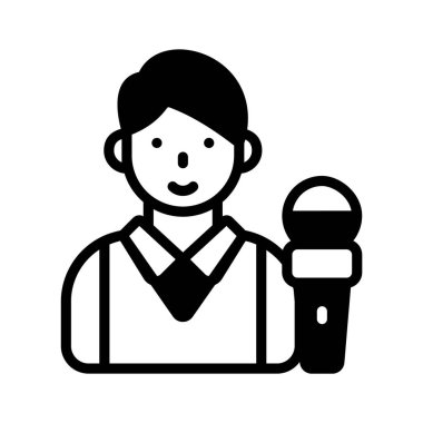 Erkek muhabirin son moda simgesine bakın.