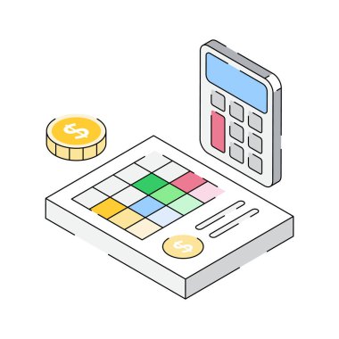 Bütçe planlamasının izometrik simgesini indir